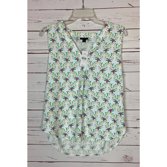 Ann Taylor Tops - ANN TAYLOR Women's S Small White Pink Floral Sleeveless Top Blouse NEW TAGS